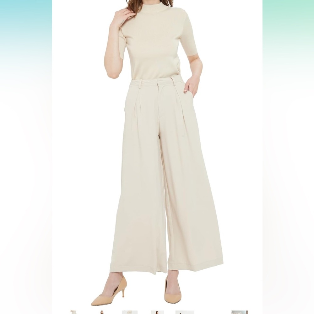 Tronjori Women High Waist Casual Wide Leg Palazzo Pants Trousers size XS Short